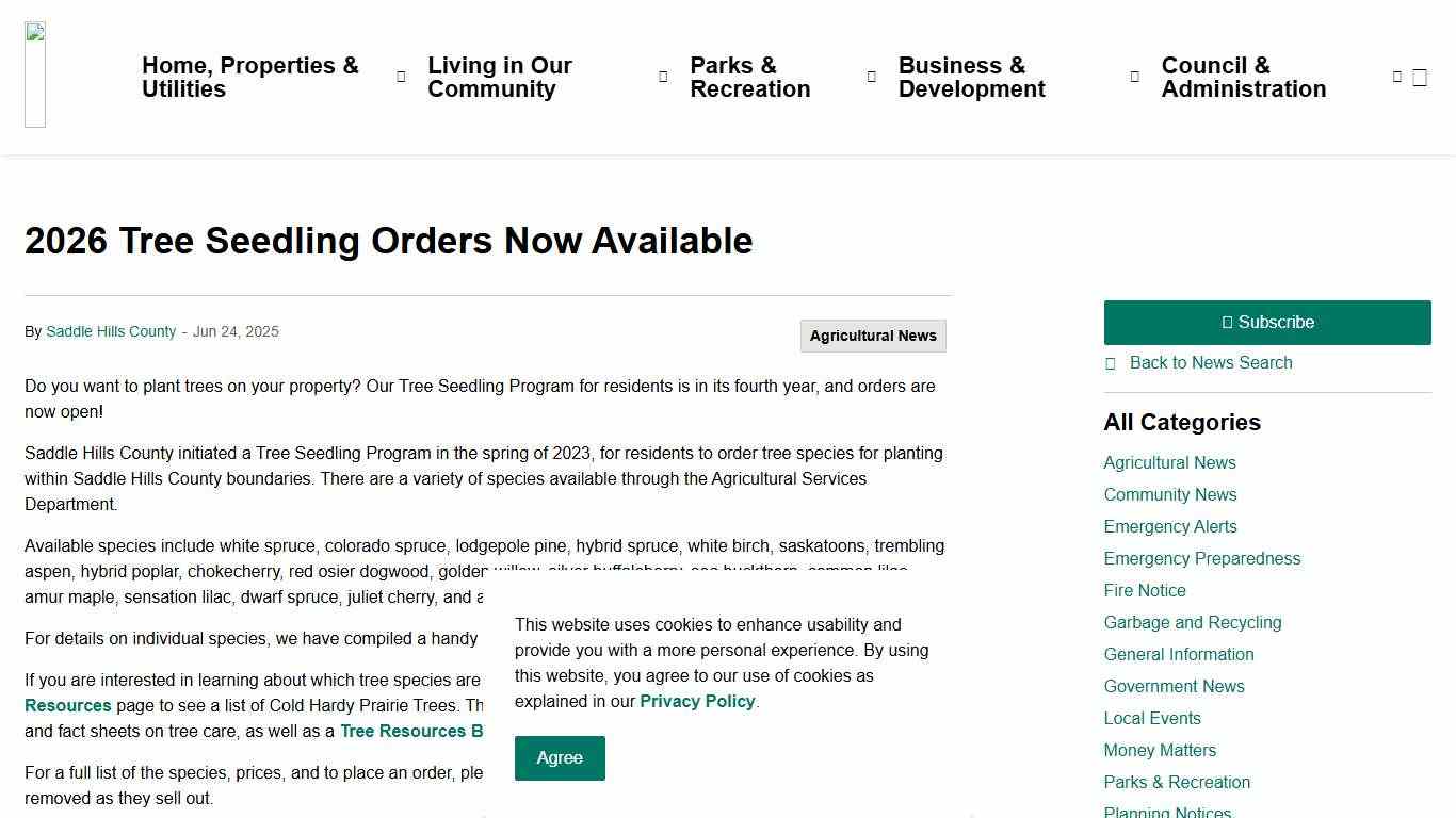 2026 Tree Seedling Orders Now Available Saddle Hills County